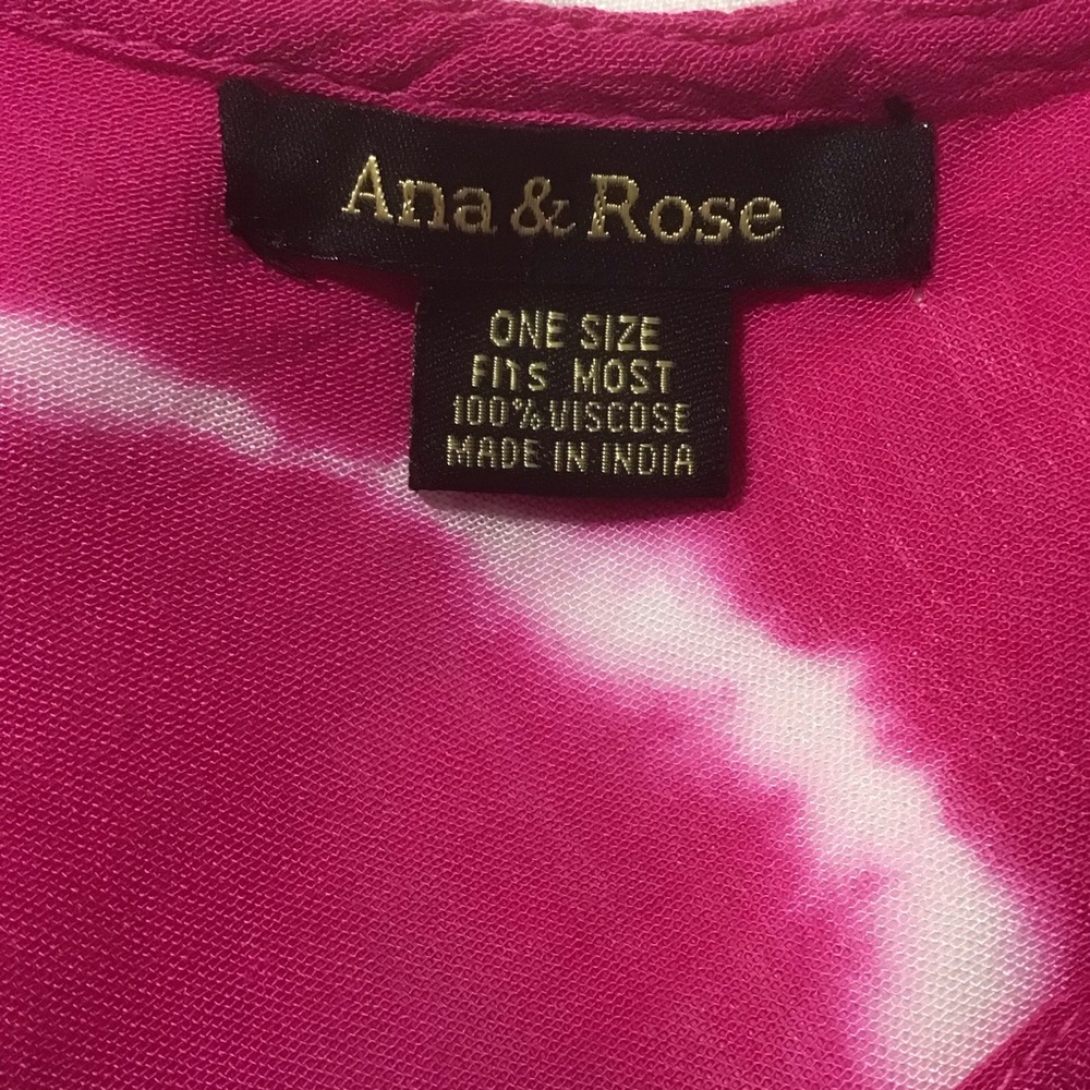 Ana & Rise Pink & White Tie Dyed V Neck Sleeveless Dress w/Embroidery, One Size - Picture 8 of 11